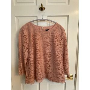 J. Crew Lace Top Mauve Pink 3/4 Sleeves, Size 14